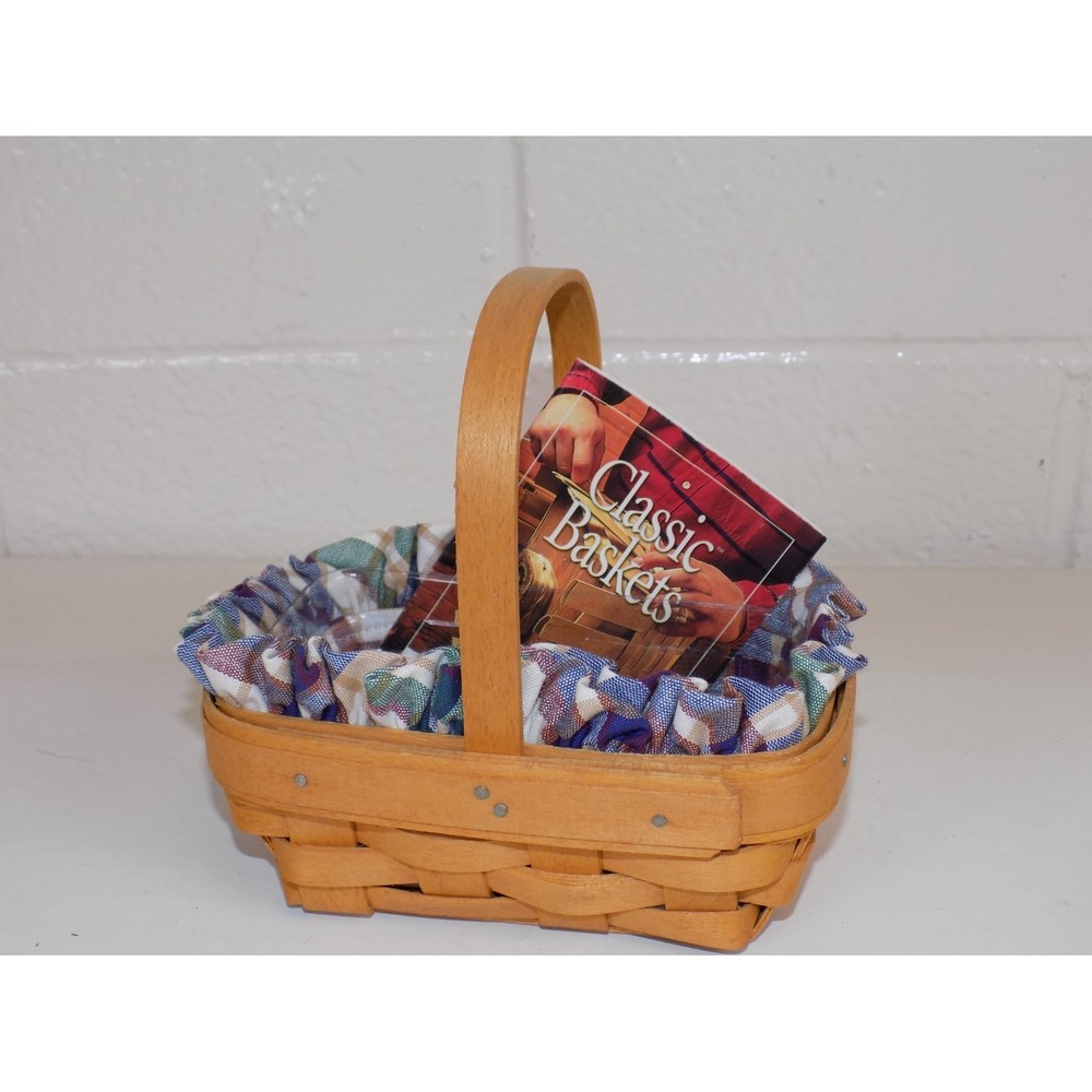 Parsley Booking Basket w/ Plaid Liner Protector & Card 2000 Longaberger Vintage - Picture 3 of 16